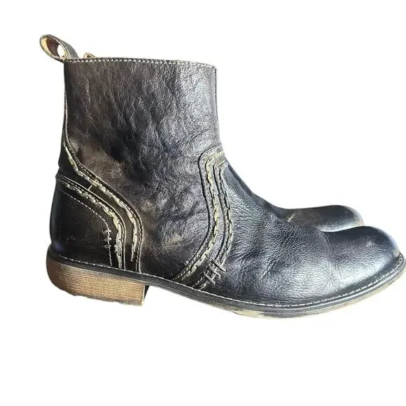Bed Stu Revolution Distressed Leather Zippered Boots - Men\'s size 8 Bed Stu Revolution Distressed Leather Square Toe Ankle Boots  main image 2